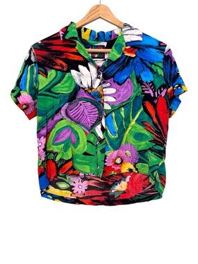 Jams World Tropical Floral Shirt - Green, Blue, Purple, Yellow